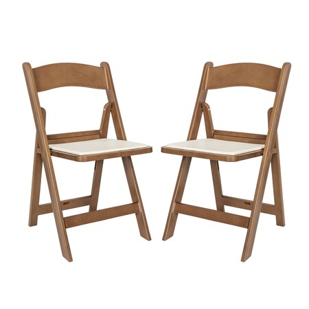 Flash Furniture HERCULES Commercial Chestnut Indoor/Outdoor Lightweight Wood Look Resin Folding Event Chair, 2PK 2-L-1-WG-RESIN-CHSNT-GG